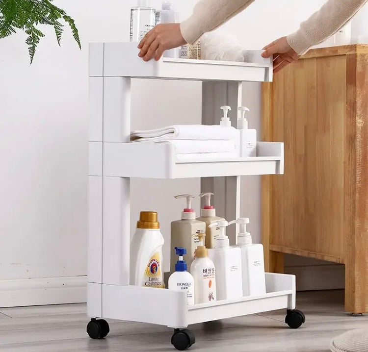 Multilayer Plastic Bathroom Trolley, Portable Universal Wheel Bathroom Shelf, Bathroom Storage Rack Multilayer Plastic Bathroom Trolley, Portable Universal Wheel Bathroom Shelf, Bathroom Storage Rack
